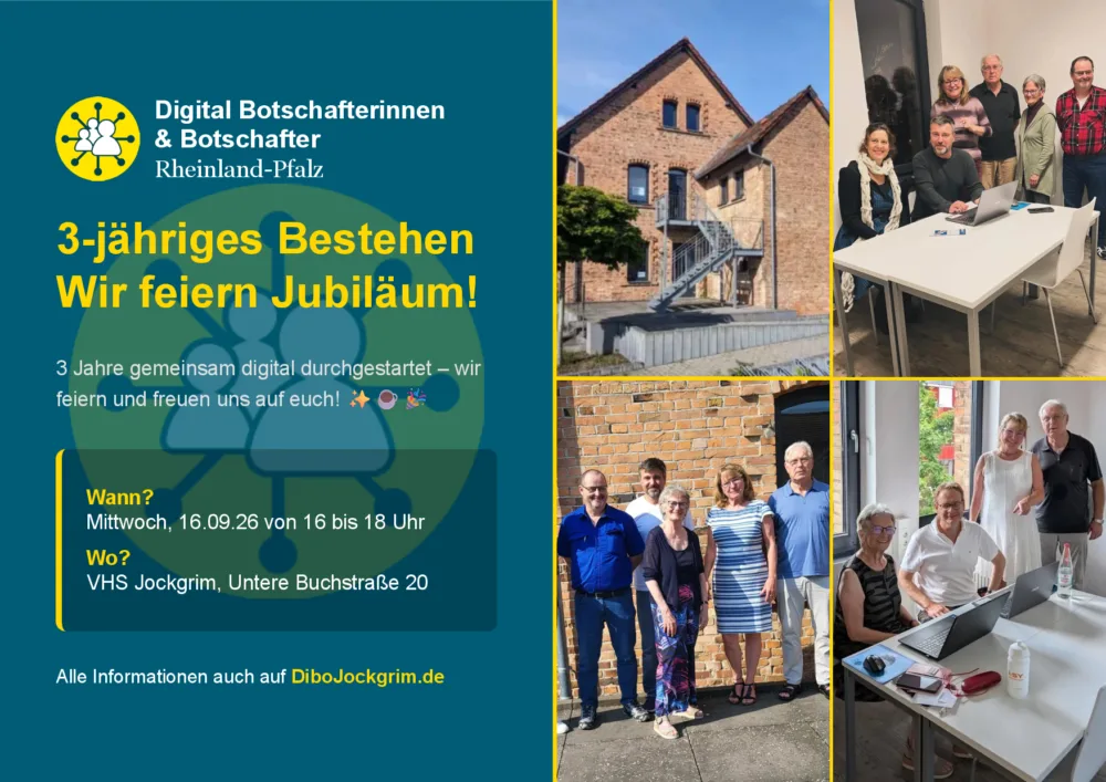 Einladung 3-jähriges Jubiläum DiBo Jockgrim